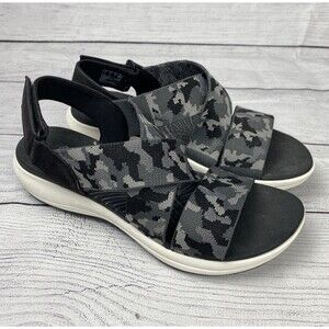 CLOUDSTEPPERS Clarks Sport Sandals 9 Mira Lily Black Gray Camo Strappy Comfort